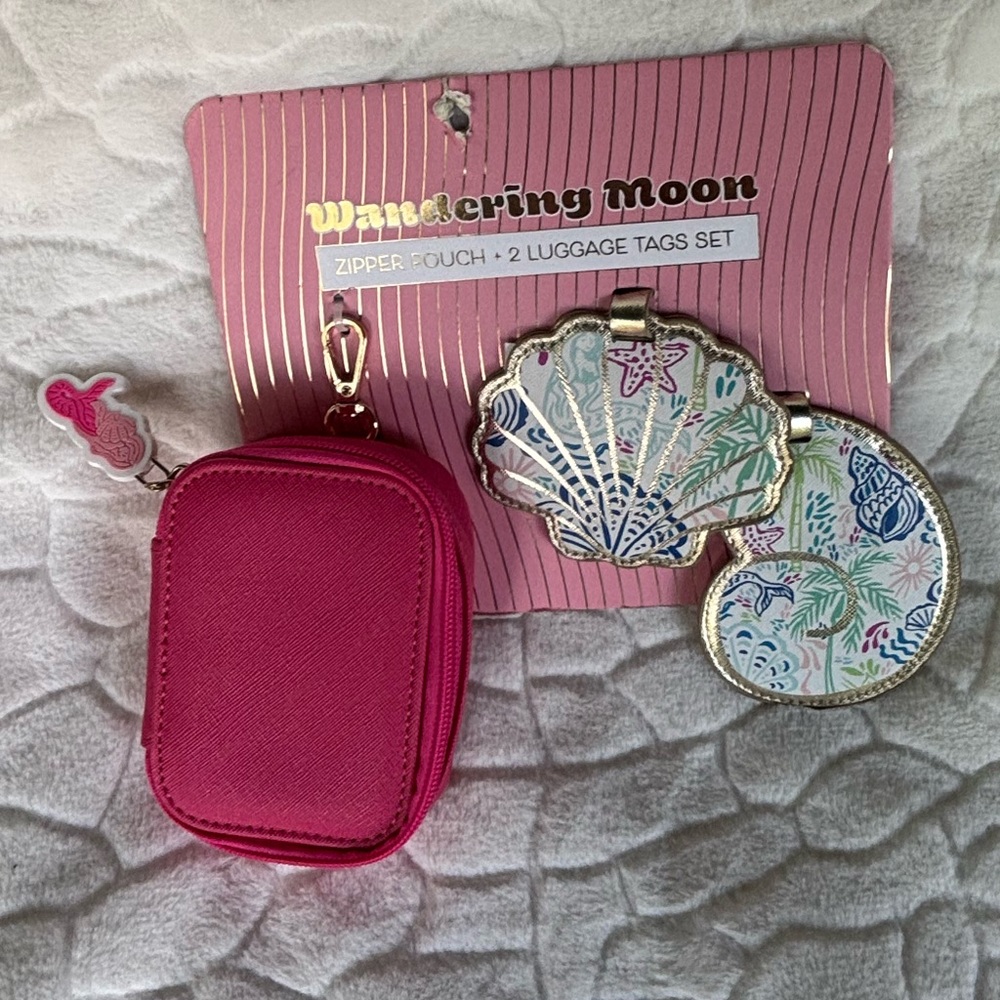 Wandering Moon ZIPPER POUCH + 2 LUGGAGE TAGS SET